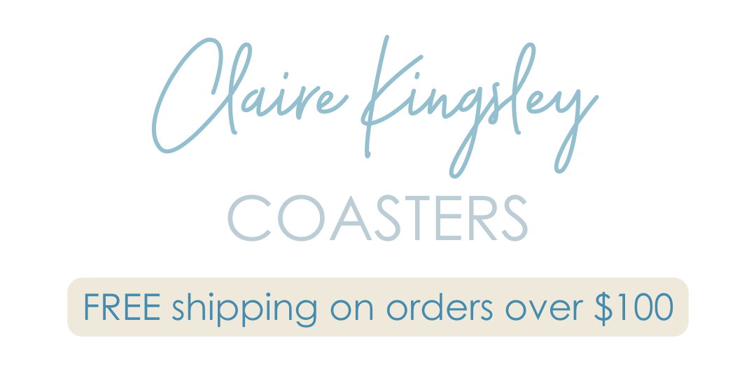 Claire Kingsley coasters, free shipping on orders over $100
