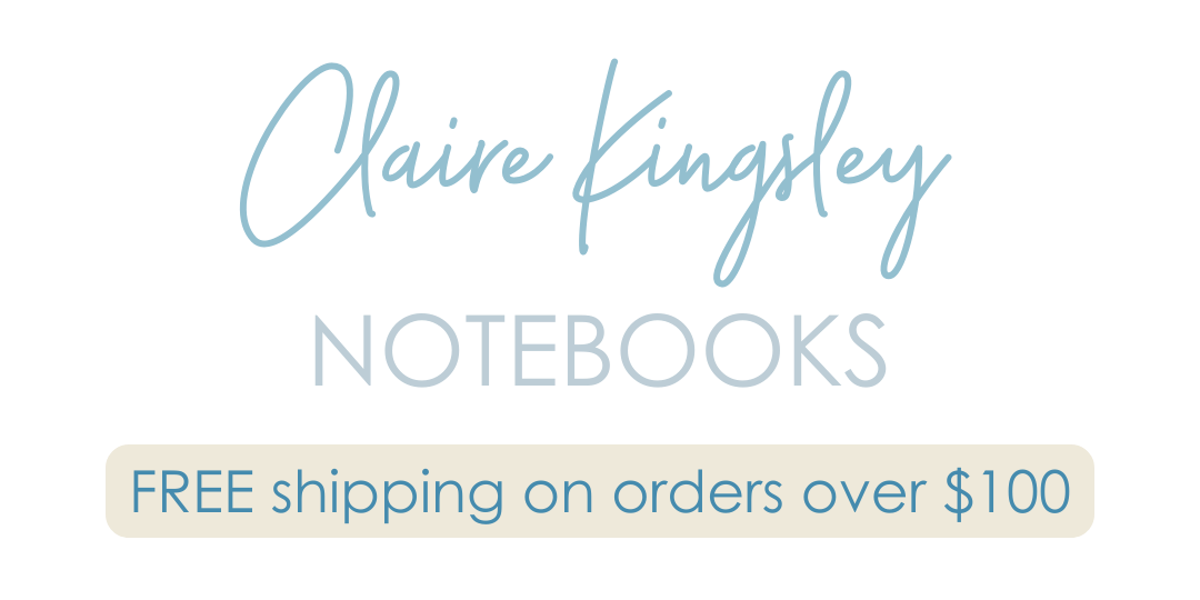 Claire Kingsley notebooks, free shipping on orders over $100
