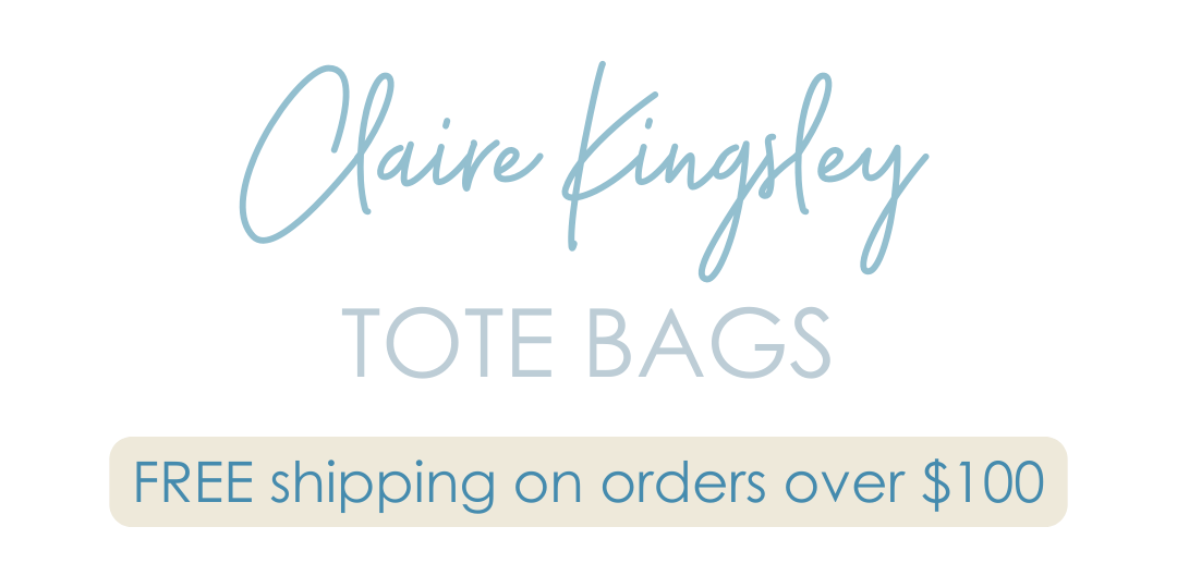 Claire Kingsley tote bags, free shipping on orders over $100